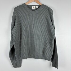 Guy Z Mens Ribbed Cotton Sweater L Gray Thick Cozy Classic Everyday Essential
